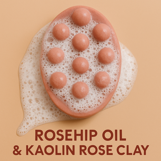 Rosehip and Pink Clay Acne Beauty Cleansing Bar – Brightening, Calming, Dark Spot Correcting for Glowing Skin