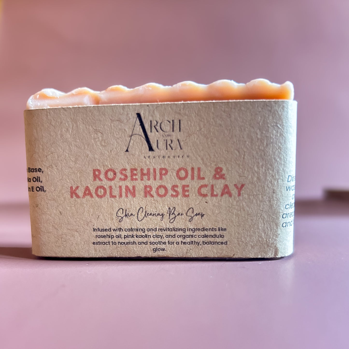 Rosehip and Pink Clay Acne Beauty Cleansing Bar – Brightening, Calming, Dark Spot Correcting for Glowing Skin