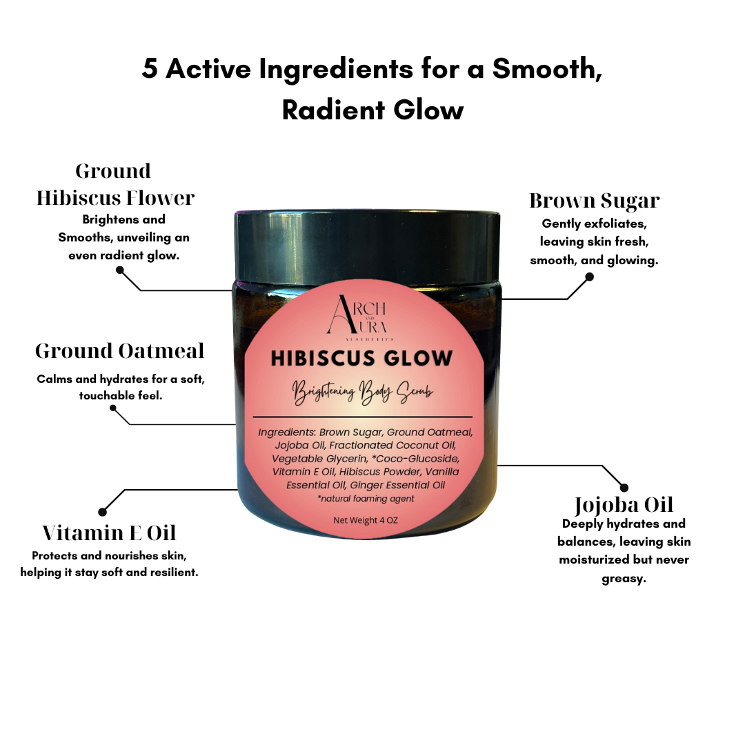 Hibiscus Glow Body Scrub – Exfoliating Brown Sugar Scrub with Oatmeal & Natural Oils for Glowing, Hydrated Skin